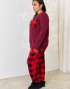 Zenana Full Size Plaid Round Neck Top and Pants Pajama Set