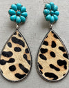 Turquoise Flower Teardrop Earrings