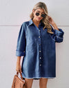 Raw Hem Button Up Denim Dress