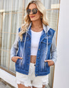 Pocketd Button Up Detachable Hooded Denim Jacket