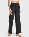 Drawstring Waist Wide Leg Sports Pants with Pockets