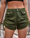 Drawstring Denim Shorts with Pockets