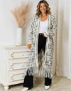 Multicolored Open Front Fringe Hem Cardigan