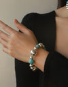 Artificial Turquoise Alloy Beaded Bracelet