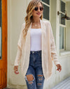 Mixed Knit Open Front Dolman Sleeve Cardigan