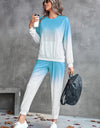 Gradient Round Neck Sweatshirt and Joggers Set