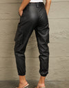 Kancan High Rise Faux Leather Joggers