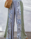 Mixed Print Pull-On Wide Leg Pants