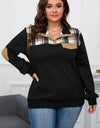 Plus Size Waffle-Knit Collared Neck Sweatshirt