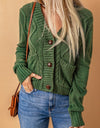 Woven Right Mixed Knit Button Down Cardigan with Pockets