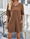 Lovelet Backless Round Neck Half Sleeve Romper