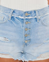 Kancan Distressed Button Fly Denim Shorts