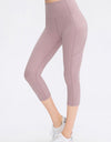 Wide Waistband Cropped Active Leggings with Pockets