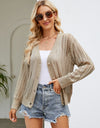 Openwork Button Front V-Neck Cardigan