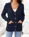 Button Down Cable-Knit Cardigan