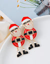 Rhinestone Alloy Santa Earrings