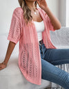 Openwork Open Front Half Sleeve Cardigan