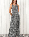 Leopard Round Neck Sleeveless Maxi Dress