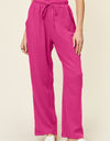 Double Take Full Size Texture Drawstring Straight Pants