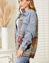 Collared Neck Dropped Shoulder Denim Jacket