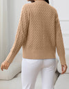 Round Neck Cable-Knit Buttoned Knit Top