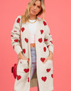 Heart Graphic Open Front Cardigan with Pockets