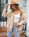Striped V-Neck Dropped Shoulder Button-Up Cardigan