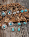 6 PCS/Set Artificial Turquoise Alloy Stud Earrings