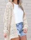 Openwork Open Front Long Sleeve Cardigan