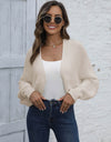 Bat Sleeve Open Front Short Cardigan