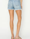 RISEN Button Fly Frayed Hem Denim Shorts