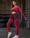 Striped Long Sleeve Top and Leggings Sports Set