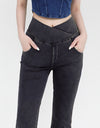 Wide Waistband Bootcut Jeans with Pockets