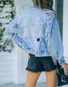 Distressed Fringe Denim Jacket