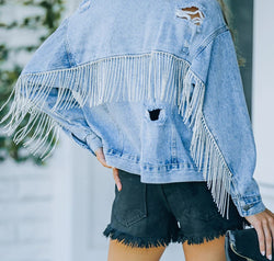 Distressed Fringe Denim Jacket