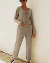 Buttoned Drop Shoulder Pocket Jumpsuit