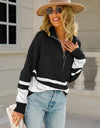 Angel Wings Two-Tone Long Sleeve Zip-Up Knit Top