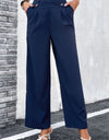 High-Rise Pleated Waist Wide Leg Pants