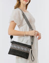 Geometric Straw Weave Crossbody Bag