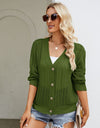 Button Down Ribbed Trim Cardigan