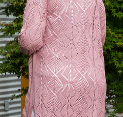 Plus Size Openwork V-Neck Long Sleeve Buttoned Cardigan