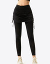 Drawstring Ruched Faux Layered Yoga Leggings