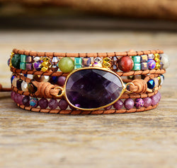 Triple-Layer Amethyst Bracelet
