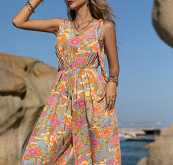 V-Neck Wide Leg Jumpsuit