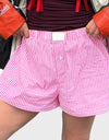 Plaid Elastic Waist Shorts