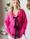 First Love Tie Closure Open Knit Cardigan