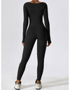 Square Neck Long Sleeve Sports Jumpsuit