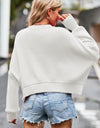 Round Neck Drop Shoulder Long Sleeve Sweater