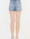 Kancan High Rise Frayed Hem Denim Shorts