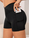 Wide Waistband Active Shorts with Pocket